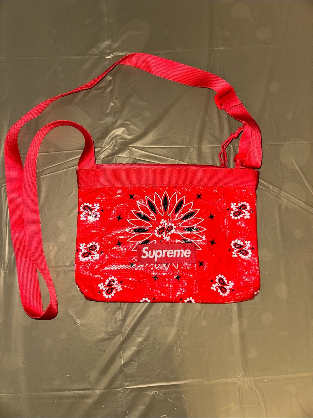 Supreme Red Bandana Tarp Side Bag